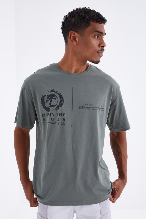 Tommy Life Çağla Minimal Baskılı O Yaka Erkek Oversize T-Shirt - 88096. 3