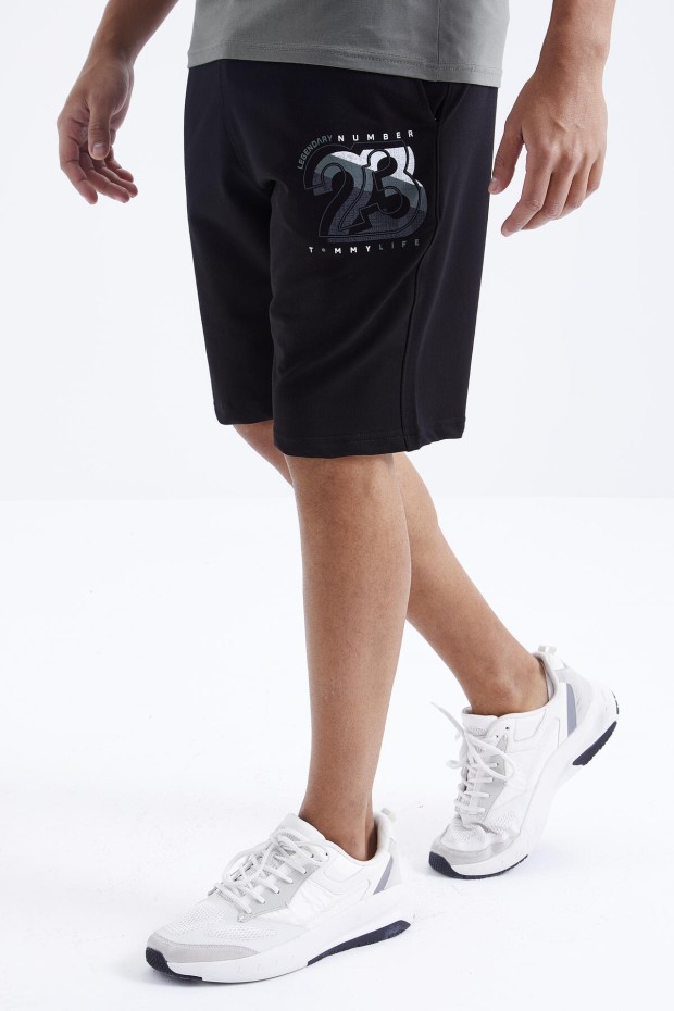Tommy Life Çağla - Siyah Baskı Detaylı O Yaka Standart Kalıp Bermuda Erkek Şort Takım - 85171. 8 Tommy Life Çağla - Siyah Baskı Detaylı O Yaka Standart Kalıp Bermuda Erkek Şort Takım - 85171. 8