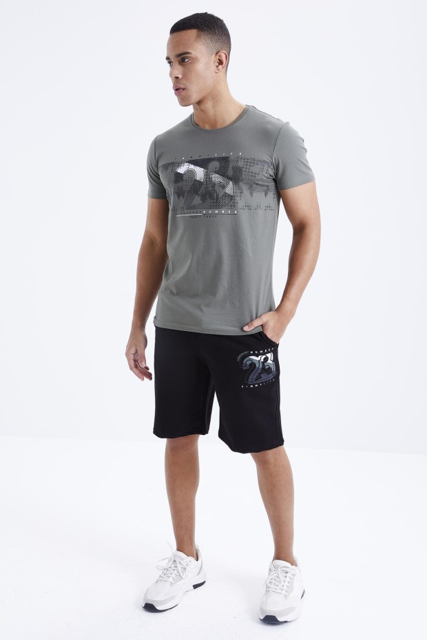 Tommy Life Çağla - Siyah Baskı Detaylı O Yaka Standart Kalıp Bermuda Erkek Şort Takım - 85171. 7 Tommy Life Çağla - Siyah Baskı Detaylı O Yaka Standart Kalıp Bermuda Erkek Şort Takım - 85171. 7