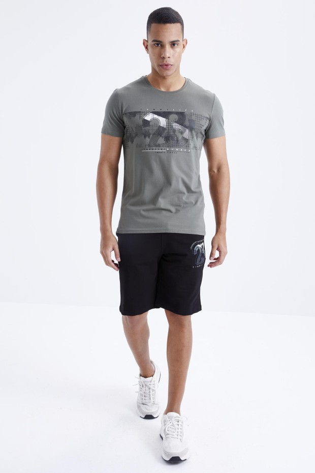 Tommy Life Çağla - Siyah Baskı Detaylı O Yaka Standart Kalıp Bermuda Erkek Şort Takım - 85171. 6 Tommy Life Çağla - Siyah Baskı Detaylı O Yaka Standart Kalıp Bermuda Erkek Şort Takım - 85171. 6