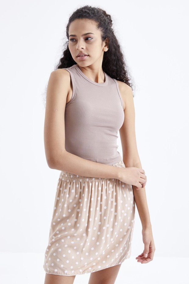 Tommy Life Camel Basic Kolsuz O Yaka Kadın Crop Top Atlet - 97204. 3 Tommy Life Camel Basic Kolsuz O Yaka Kadın Crop Top Atlet - 97204. 3