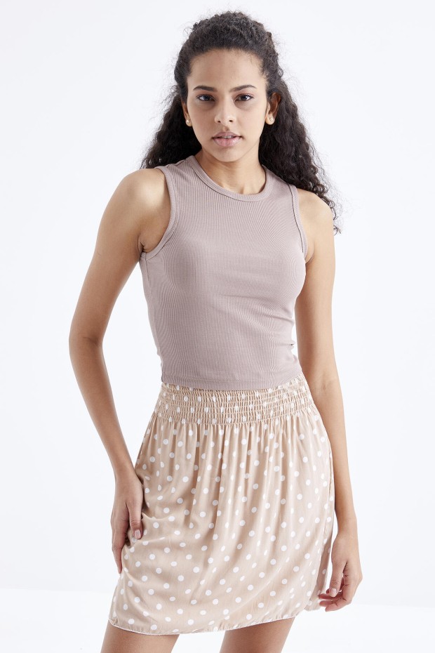 Tommy Life Camel Basic Kolsuz O Yaka Kadın Crop Top Atlet - 97204. 6 Tommy Life Camel Basic Kolsuz O Yaka Kadın Crop Top Atlet - 97204. 6