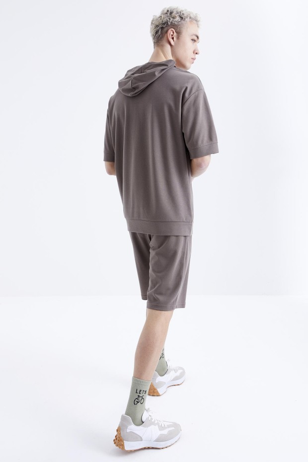 Tommy Life Camel Nakışlı Kapüşonlu Kanguru Cep Oversize Erkek Şort Takım - 85166. 7 Tommy Life Camel Nakışlı Kapüşonlu Kanguru Cep Oversize Erkek Şort Takım - 85166. 7