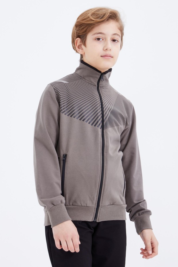 Tommy Life Camel - Siyah Baskılı Fermuarlı Dik Yaka Standart Kalıp Erkek Çocuk Eşofman Takımı - 10809. 1 Tommy Life Camel - Siyah Baskılı Fermuarlı Dik Yaka Standart Kalıp Erkek Çocuk Eşofman Takımı - 10809. 1