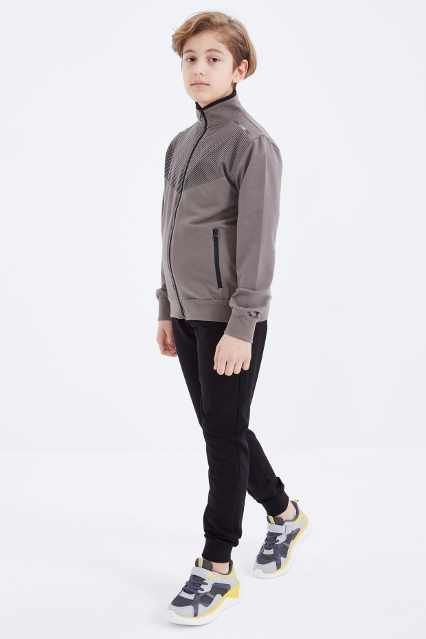 Tommy Life Camel - Siyah Baskılı Fermuarlı Dik Yaka Standart Kalıp Erkek Çocuk Eşofman Takımı - 10809. 8 Tommy Life Camel - Siyah Baskılı Fermuarlı Dik Yaka Standart Kalıp Erkek Çocuk Eşofman Takımı - 10809. 8