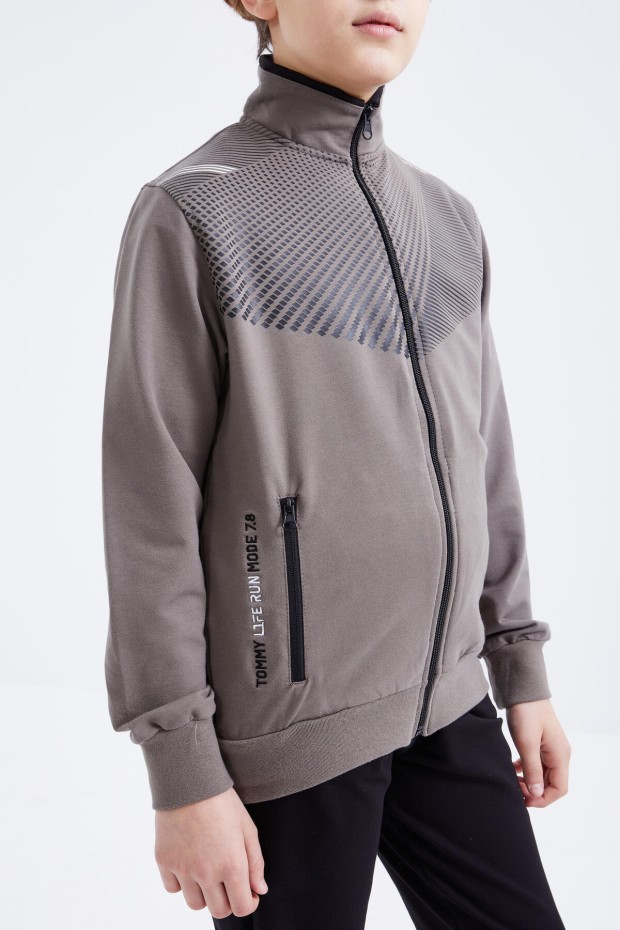 Tommy Life Camel - Siyah Baskılı Fermuarlı Dik Yaka Standart Kalıp Erkek Çocuk Eşofman Takımı - 10809. 4 Tommy Life Camel - Siyah Baskılı Fermuarlı Dik Yaka Standart Kalıp Erkek Çocuk Eşofman Takımı - 10809. 4