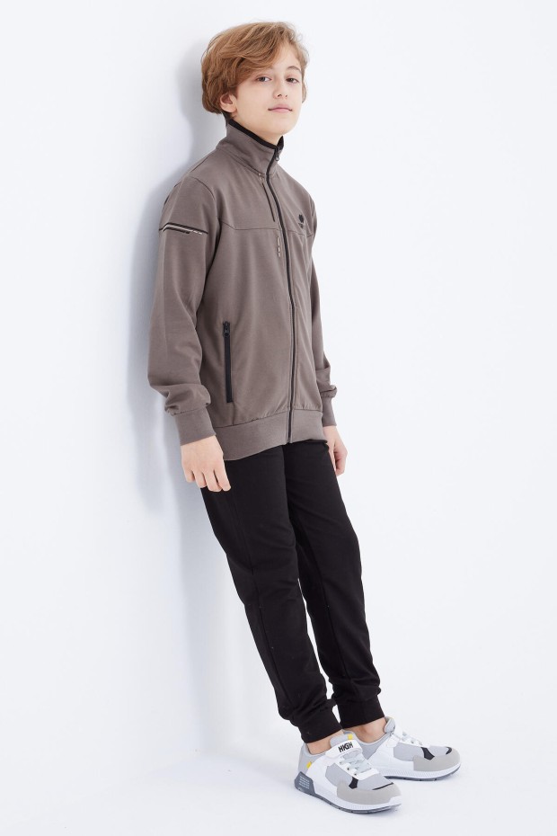 Tommy Life Camel - Siyah Dik Yaka Fermuarlı Standart Kalıp Erkek Çocuk Eşofman Takımı - 10811. 3 Tommy Life Camel - Siyah Dik Yaka Fermuarlı Standart Kalıp Erkek Çocuk Eşofman Takımı - 10811. 3
