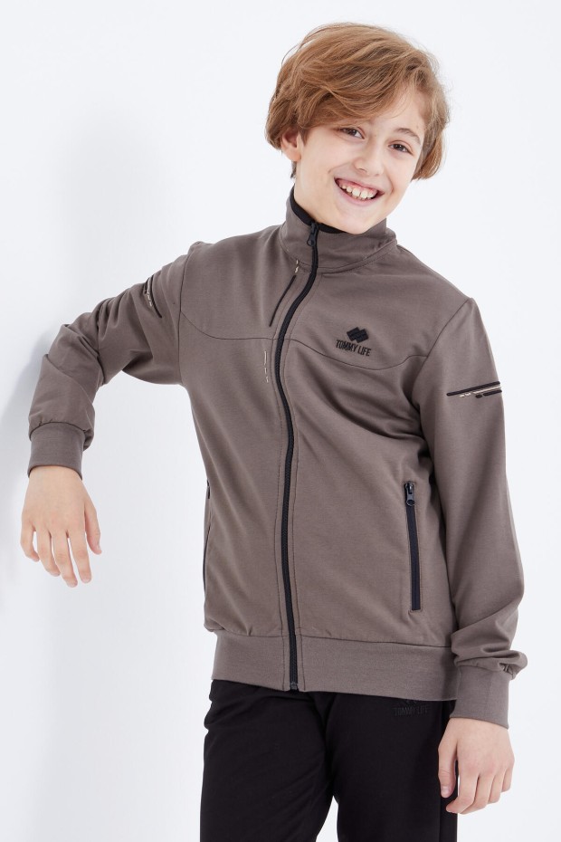 Tommy Life Camel - Siyah Dik Yaka Fermuarlı Standart Kalıp Erkek Çocuk Eşofman Takımı - 10811. 7 Tommy Life Camel - Siyah Dik Yaka Fermuarlı Standart Kalıp Erkek Çocuk Eşofman Takımı - 10811. 7