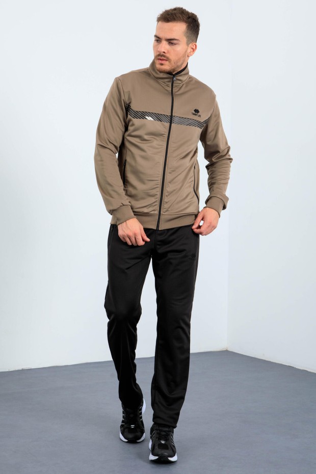 Tommy Life Camel - Siyah Dik Yaka Fermuarlı Standart Kalıp Erkek Eşofman Takımı - 85163. 3 Tommy Life Camel - Siyah Dik Yaka Fermuarlı Standart Kalıp Erkek Eşofman Takımı - 85163. 3