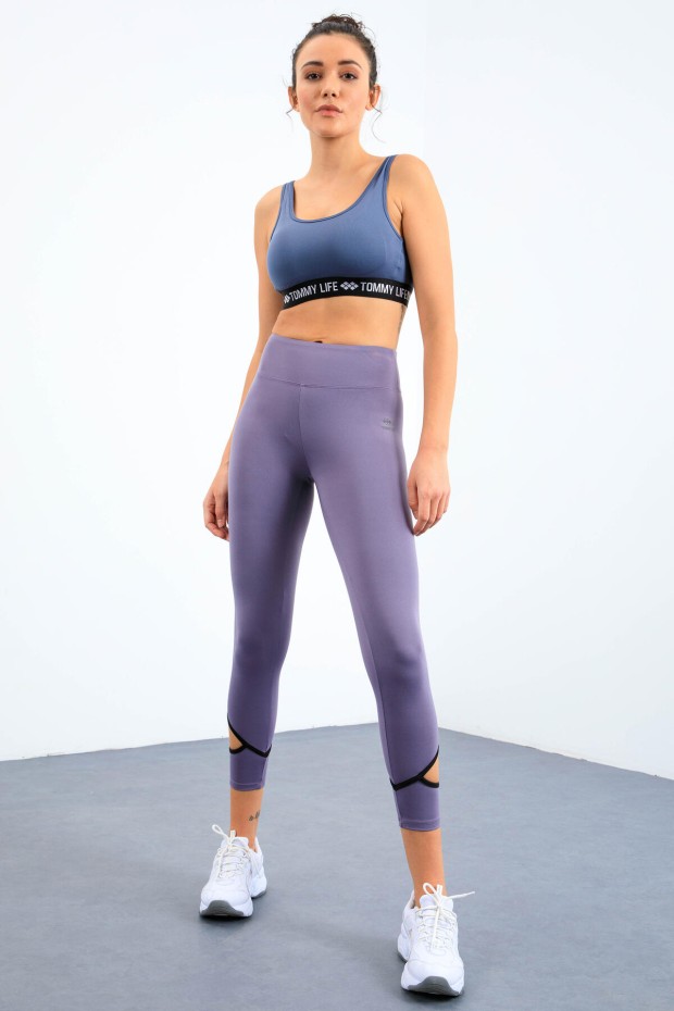 Tommy Life Eflatun Bilekleri Pencereli Yüksel Bel Slim Fit Dar Paça Kadın Tayt - 94610. 2 Tommy Life Eflatun Bilekleri Pencereli Yüksel Bel Slim Fit Dar Paça Kadın Tayt - 94610. 2
