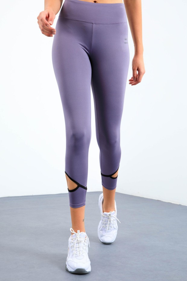 Tommy Life Eflatun Bilekleri Pencereli Yüksel Bel Slim Fit Dar Paça Kadın Tayt - 94610. 4 Tommy Life Eflatun Bilekleri Pencereli Yüksel Bel Slim Fit Dar Paça Kadın Tayt - 94610. 4