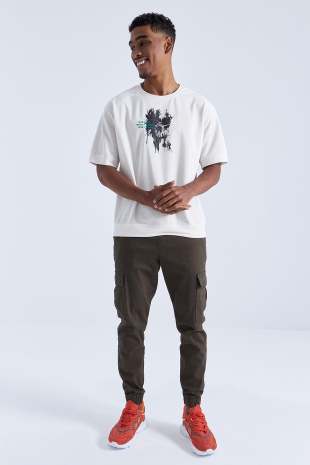 Tommy Life Ekru Baskılı Yazı Nakışlı O Yaka Erkek Oversize T-Shirt - 88105. 2 Tommy Life Ekru Baskılı Yazı Nakışlı O Yaka Erkek Oversize T-Shirt - 88105. 2