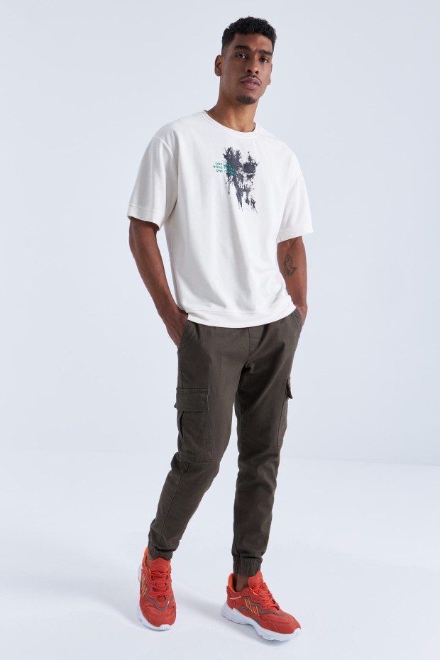 Tommy Life Ekru Baskılı Yazı Nakışlı O Yaka Erkek Oversize T-Shirt - 88105. 8 Tommy Life Ekru Baskılı Yazı Nakışlı O Yaka Erkek Oversize T-Shirt - 88105. 8