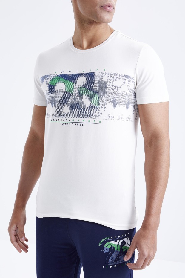 Tommy Life Ekru - İndigo Baskı Detaylı O Yaka Standart Kalıp Bermuda Erkek Şort Takım - 85171. 6 Tommy Life Ekru - İndigo Baskı Detaylı O Yaka Standart Kalıp Bermuda Erkek Şort Takım - 85171. 6