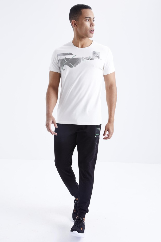 Tommy Life Ekru - Siyah Baskı Detaylı O Yaka Standart Kalıp Manşetli Erkek Eşofman Takım - 85174. 3 Tommy Life Ekru - Siyah Baskı Detaylı O Yaka Standart Kalıp Manşetli Erkek Eşofman Takım - 85174. 3