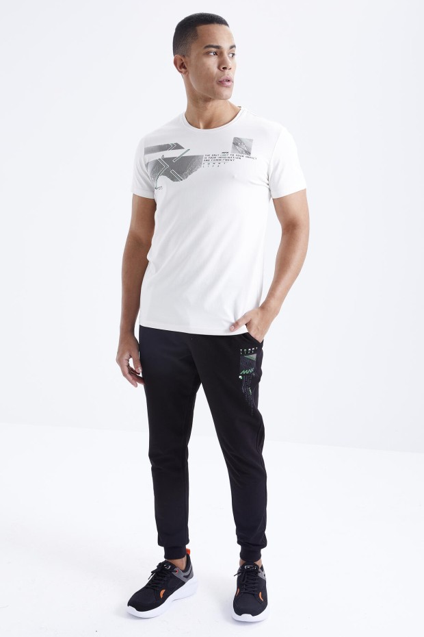 Tommy Life Ekru - Siyah Baskı Detaylı O Yaka Standart Kalıp Manşetli Erkek Eşofman Takım - 85174. 8 Tommy Life Ekru - Siyah Baskı Detaylı O Yaka Standart Kalıp Manşetli Erkek Eşofman Takım - 85174. 8