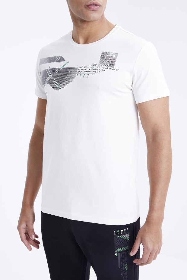 Tommy Life Ekru - Siyah Baskı Detaylı O Yaka Standart Kalıp Manşetli Erkek Eşofman Takım - 85174. 4 Tommy Life Ekru - Siyah Baskı Detaylı O Yaka Standart Kalıp Manşetli Erkek Eşofman Takım - 85174. 4