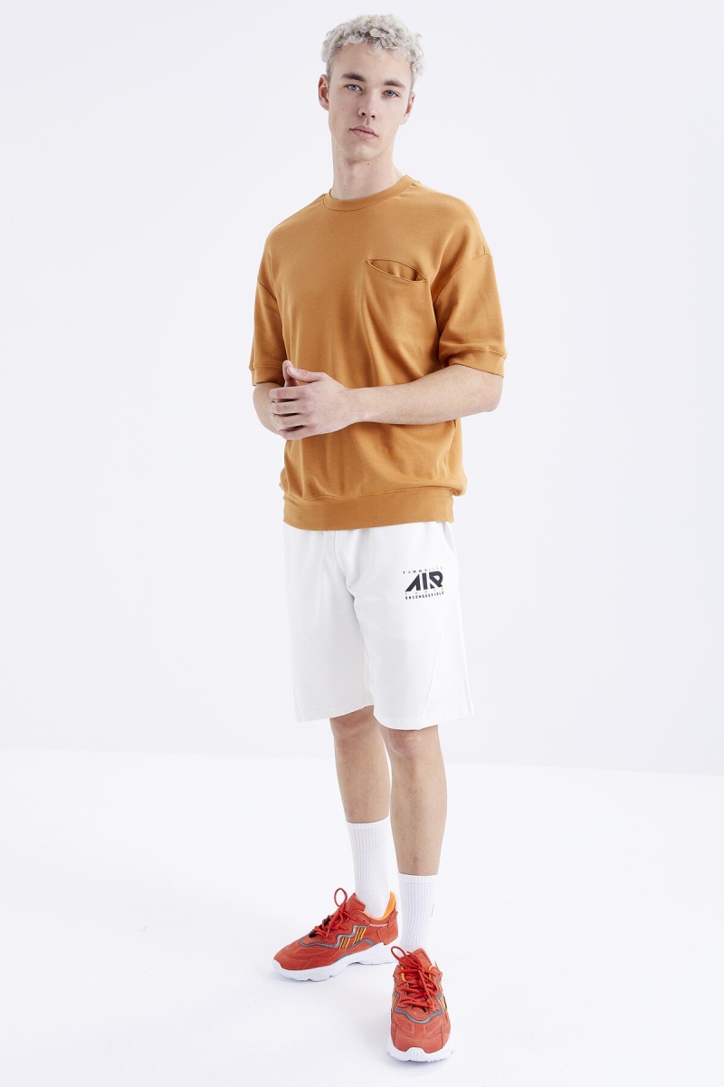 Tommy Life Ekru Yazı Nakışlı Fermuar Cepli Bağcıklı Standart Kalıp Erkek Şort - 81225. 3 Tommy Life Ekru Yazı Nakışlı Fermuar Cepli Bağcıklı Standart Kalıp Erkek Şort - 81225. 3