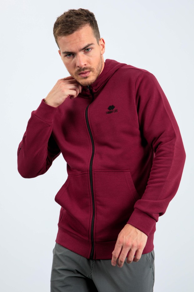 Tommy Life Erguvan Basic Kapüşonlu Rahat Form Nakış Detaylı Fermuarlı Erkek Sweatshirt - 88035. 3 Tommy Life Erguvan Basic Kapüşonlu Rahat Form Nakış Detaylı Fermuarlı Erkek Sweatshirt - 88035. 3