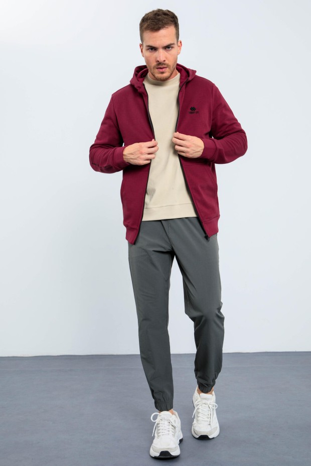 Tommy Life Erguvan Basic Kapüşonlu Rahat Form Nakış Detaylı Fermuarlı Erkek Sweatshirt - 88035. 4 Tommy Life Erguvan Basic Kapüşonlu Rahat Form Nakış Detaylı Fermuarlı Erkek Sweatshirt - 88035. 4