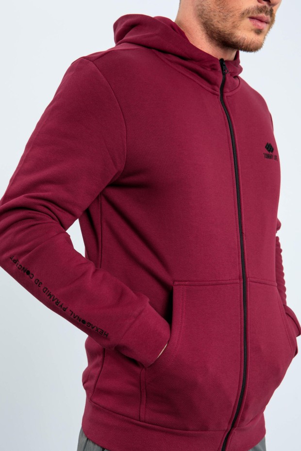 Tommy Life Erguvan Basic Kapüşonlu Rahat Form Nakış Detaylı Fermuarlı Erkek Sweatshirt - 88035. 8 Tommy Life Erguvan Basic Kapüşonlu Rahat Form Nakış Detaylı Fermuarlı Erkek Sweatshirt - 88035. 8