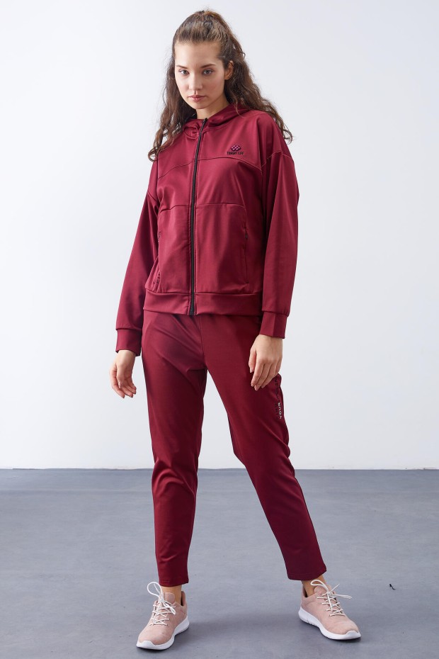Tommy Life Erguvan Kapüşonlu Gizli Cep Detaylı Standart Kalıp Kadın Eşofman Takımı - 95306. 8 Tommy Life Erguvan Kapüşonlu Gizli Cep Detaylı Standart Kalıp Kadın Eşofman Takımı - 95306. 8