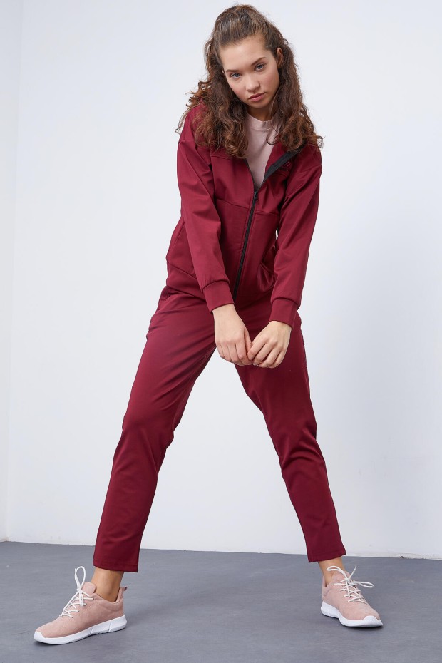 Tommy Life Erguvan Kapüşonlu Gizli Cep Detaylı Standart Kalıp Kadın Eşofman Takımı - 95306. 6 Tommy Life Erguvan Kapüşonlu Gizli Cep Detaylı Standart Kalıp Kadın Eşofman Takımı - 95306. 6