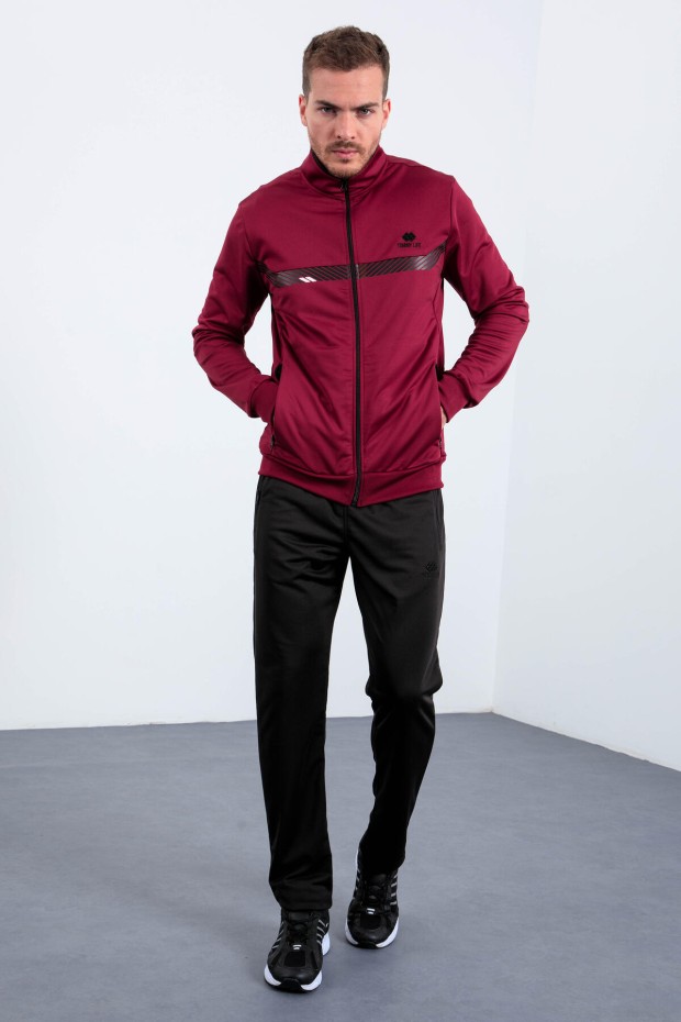 Tommy Life Erguvan - Siyah Dik Yaka Fermuarlı Standart Kalıp Erkek Eşofman Takımı - 85163. 3 Tommy Life Erguvan - Siyah Dik Yaka Fermuarlı Standart Kalıp Erkek Eşofman Takımı - 85163. 3