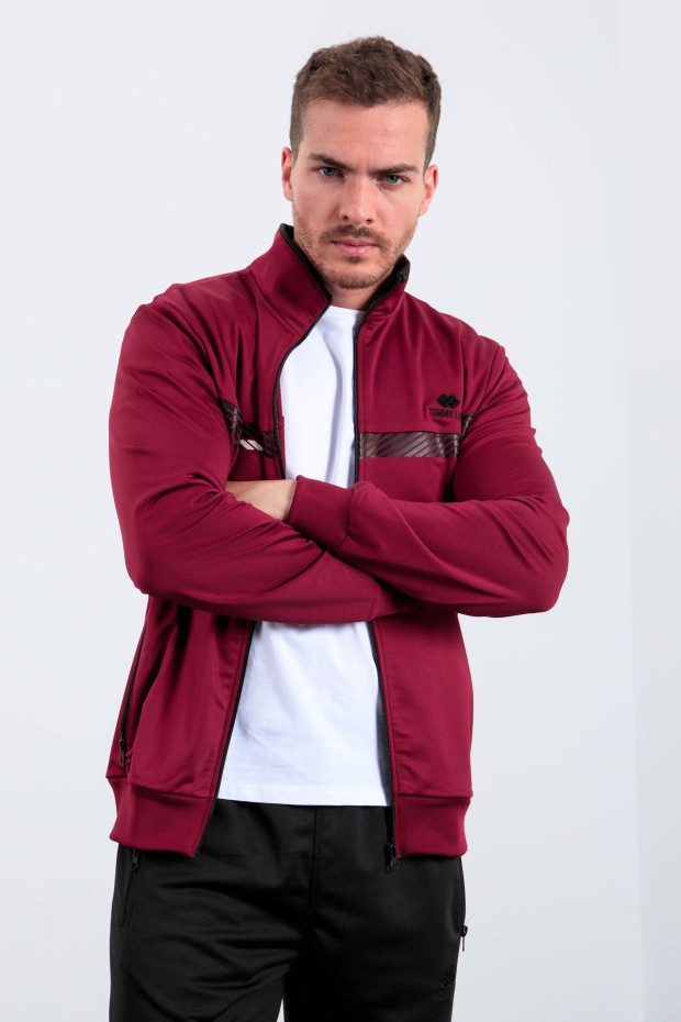 Tommy Life Erguvan - Siyah Dik Yaka Fermuarlı Standart Kalıp Erkek Eşofman Takımı - 85163. 1 Tommy Life Erguvan - Siyah Dik Yaka Fermuarlı Standart Kalıp Erkek Eşofman Takımı - 85163. 1