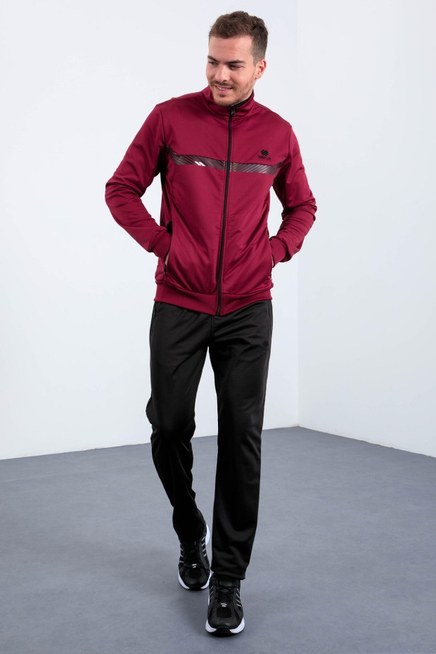 Tommy Life Erguvan - Siyah Dik Yaka Fermuarlı Standart Kalıp Erkek Eşofman Takımı - 85163. 6 Tommy Life Erguvan - Siyah Dik Yaka Fermuarlı Standart Kalıp Erkek Eşofman Takımı - 85163. 6