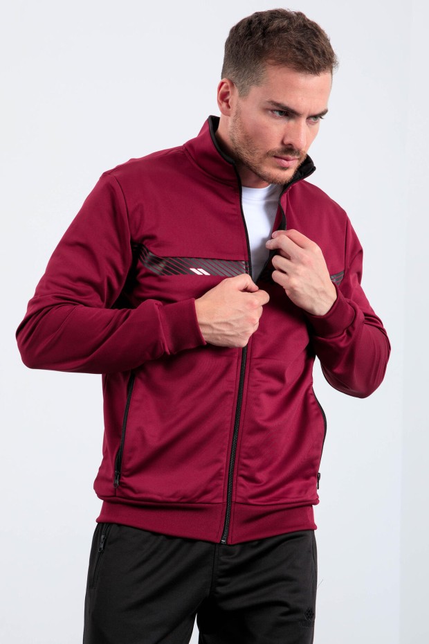 Tommy Life Erguvan - Siyah Dik Yaka Fermuarlı Standart Kalıp Erkek Eşofman Takımı - 85163. 5 Tommy Life Erguvan - Siyah Dik Yaka Fermuarlı Standart Kalıp Erkek Eşofman Takımı - 85163. 5