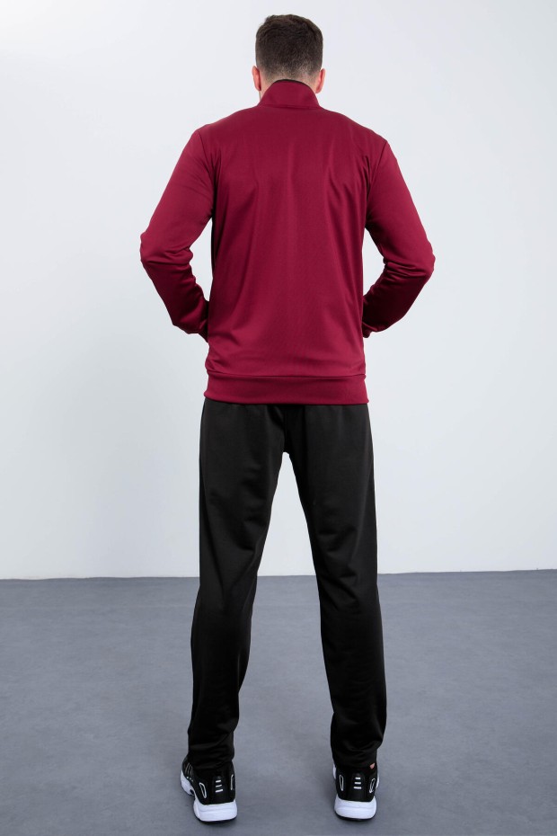 Tommy Life Erguvan - Siyah Dik Yaka Fermuarlı Standart Kalıp Erkek Eşofman Takımı - 85163. 4 Tommy Life Erguvan - Siyah Dik Yaka Fermuarlı Standart Kalıp Erkek Eşofman Takımı - 85163. 4