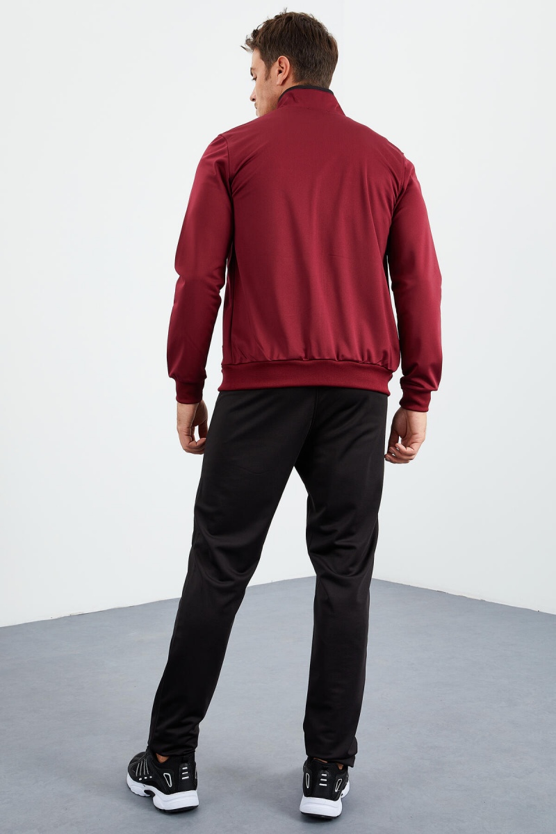 Tommy Life Erguvan - Siyah Dik Yaka Fermuarlı Standart Kalıp Klasik Paça Erkek Eşofman Takımı - 85162. 7 Tommy Life Erguvan - Siyah Dik Yaka Fermuarlı Standart Kalıp Klasik Paça Erkek Eşofman Takımı - 85162. 7