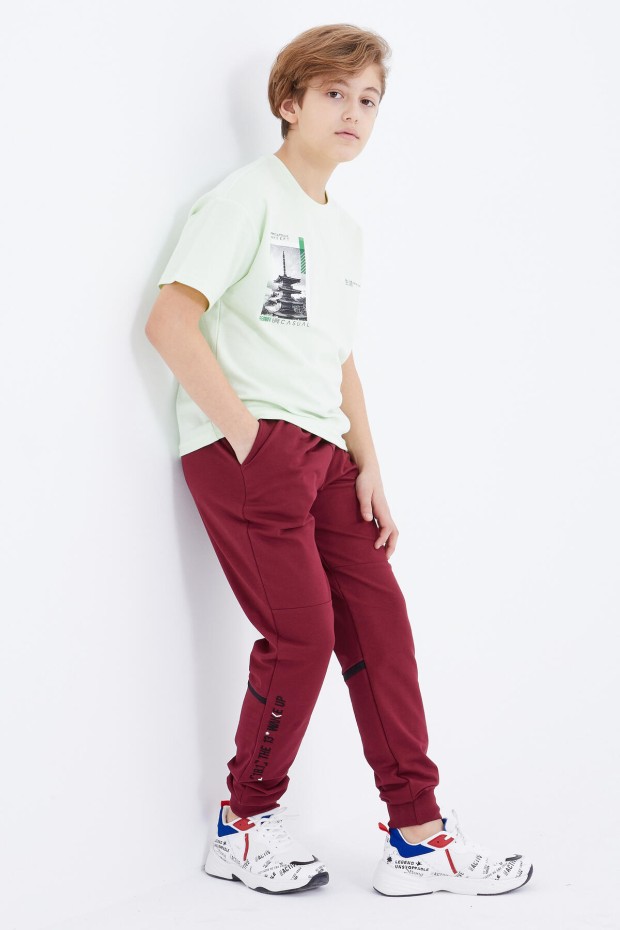 Tommy Life Erguvan Yazı Nakışlı Bağcıklı Jogger Erkek Çocuk Eşofman Alt - 10814. 5 Tommy Life Erguvan Yazı Nakışlı Bağcıklı Jogger Erkek Çocuk Eşofman Alt - 10814. 5
