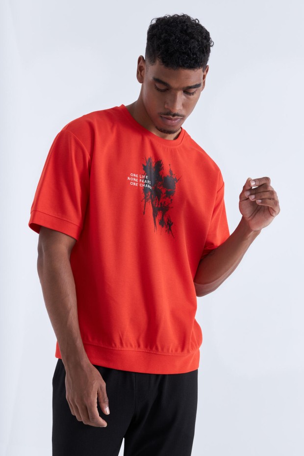 Tommy Life Fiesta Baskılı Yazı Nakışlı O Yaka Erkek Oversize T-Shirt - 88105. 6