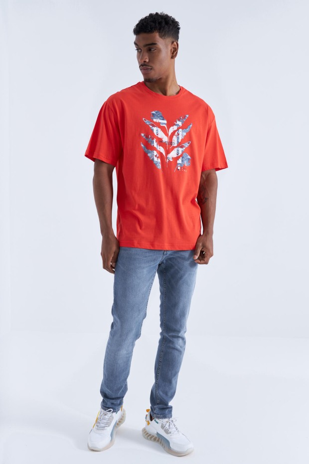 Tommy Life Fiesta Büyük Baskılı O Yaka Erkek Oversize T-Shirt - 88092. 2