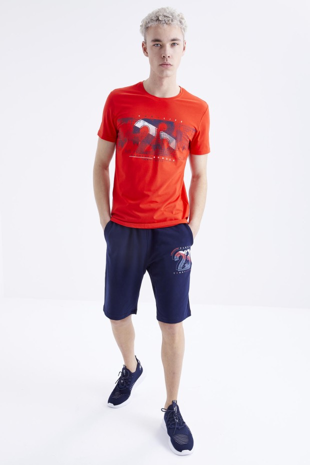 Tommy Life Fiesta - İndigo Baskı Detaylı O Yaka Standart Kalıp Bermuda Erkek Şort Takım - 85171. 1 Tommy Life Fiesta - İndigo Baskı Detaylı O Yaka Standart Kalıp Bermuda Erkek Şort Takım - 85171. 1