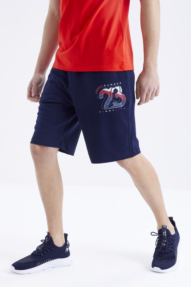 Tommy Life Fiesta - İndigo Baskı Detaylı O Yaka Standart Kalıp Bermuda Erkek Şort Takım - 85171. 6 Tommy Life Fiesta - İndigo Baskı Detaylı O Yaka Standart Kalıp Bermuda Erkek Şort Takım - 85171. 6