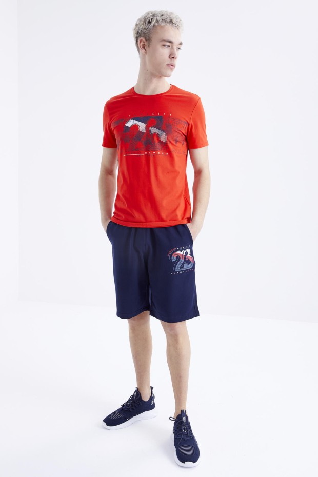 Tommy Life Fiesta - İndigo Baskı Detaylı O Yaka Standart Kalıp Bermuda Erkek Şort Takım - 85171. 4 Tommy Life Fiesta - İndigo Baskı Detaylı O Yaka Standart Kalıp Bermuda Erkek Şort Takım - 85171. 4