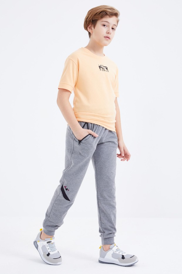 Tommy Life Gri Melanj Bağcıklı Fermuar Cepli Jogger Erkek Çocuk Eşofman Alt - 10815. 1 Tommy Life Gri Melanj Bağcıklı Fermuar Cepli Jogger Erkek Çocuk Eşofman Alt - 10815. 1