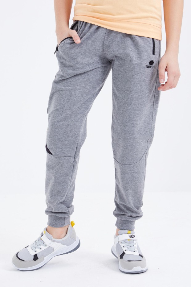 Tommy Life Gri Melanj Bağcıklı Fermuar Cepli Jogger Erkek Çocuk Eşofman Alt - 10815. 2 Tommy Life Gri Melanj Bağcıklı Fermuar Cepli Jogger Erkek Çocuk Eşofman Alt - 10815. 2
