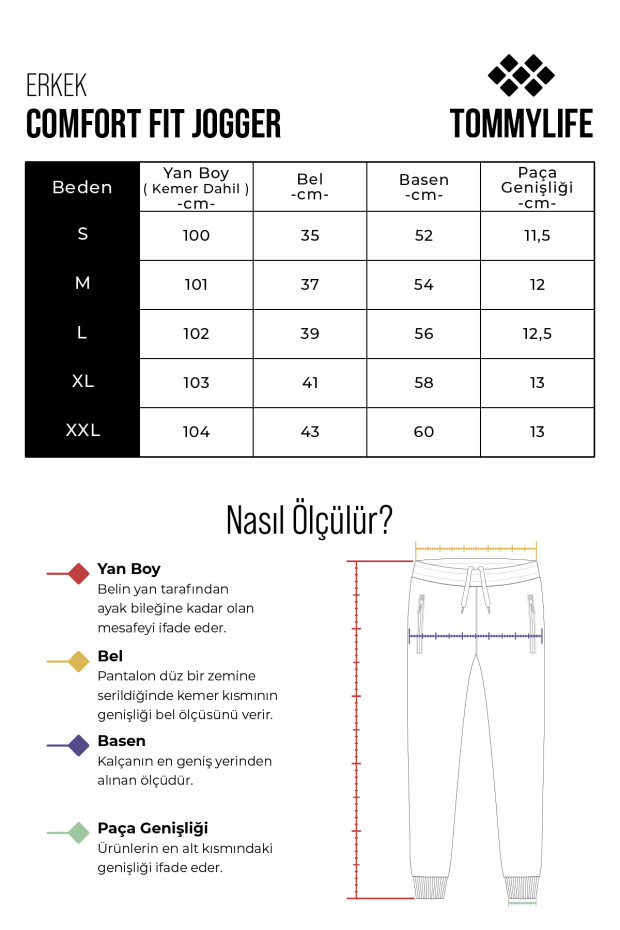 Gri Melanj Bağcıklı Şerit Detaylı Rahat Kalıp Erkek Eşofman Alt - 82106 - 9