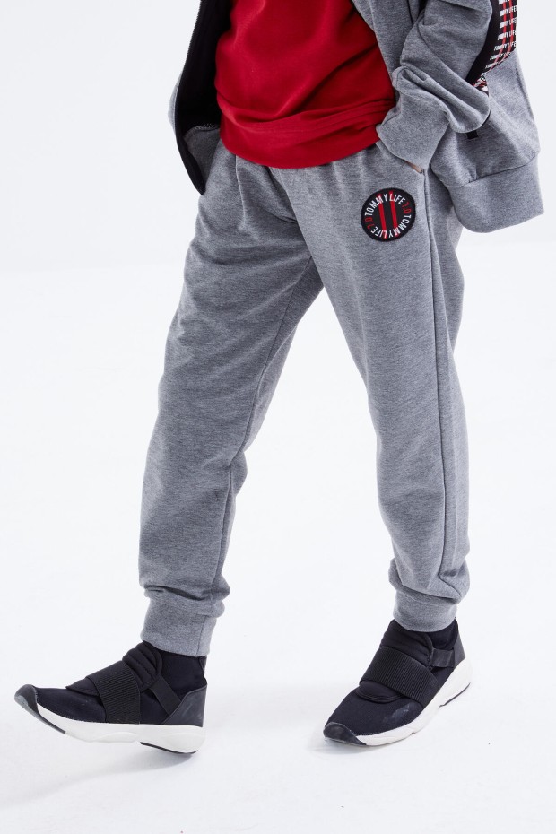 Tommy Life Gri Melanj Dik Yaka Fermuarlı Standart Kalıp Erkek Çocuk Eşofman Takımı - 10810. 8 Tommy Life Gri Melanj Dik Yaka Fermuarlı Standart Kalıp Erkek Çocuk Eşofman Takımı - 10810. 8