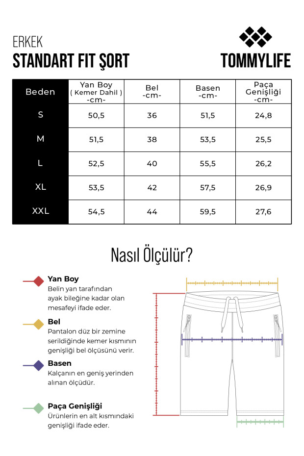 Gri Melanj Yan Şeritli Standart Kalıp Erkek Şort - 81148 - 9