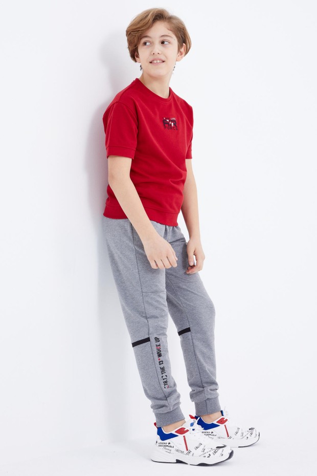 Tommy Life Gri Melanj Yazı Nakışlı Bağcıklı Jogger Erkek Çocuk Eşofman Alt - 10814. 1 Tommy Life Gri Melanj Yazı Nakışlı Bağcıklı Jogger Erkek Çocuk Eşofman Alt - 10814. 1