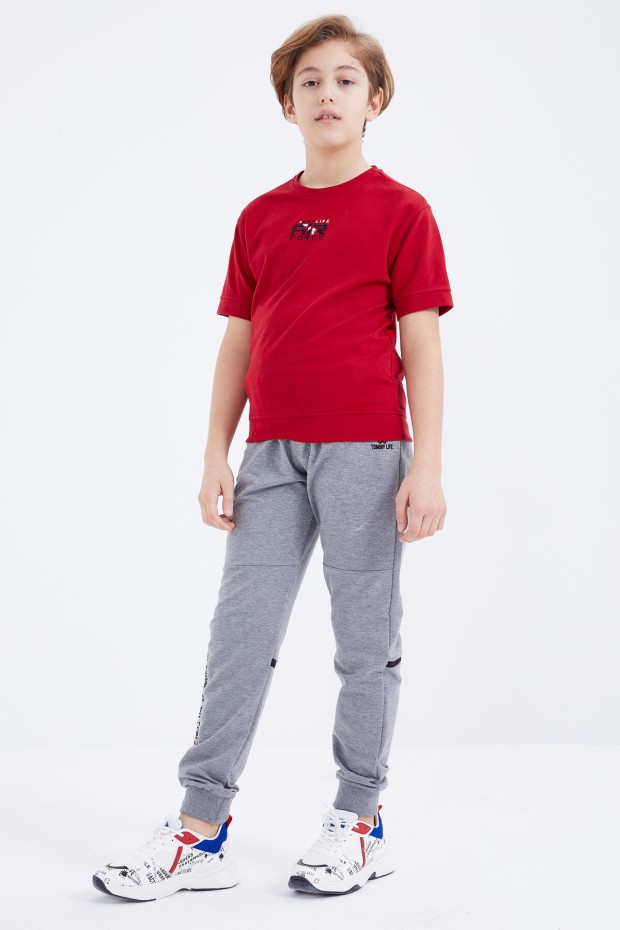 Tommy Life Gri Melanj Yazı Nakışlı Bağcıklı Jogger Erkek Çocuk Eşofman Alt - 10814. 6 Tommy Life Gri Melanj Yazı Nakışlı Bağcıklı Jogger Erkek Çocuk Eşofman Alt - 10814. 6