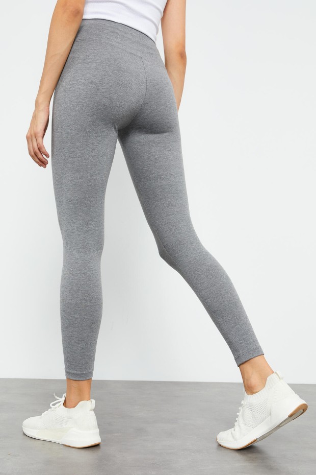 Gri Melanj Yüksek Bel Toparlayıcı Slim Fit Dar Paça Kadın Tayt - 94011 - 7
