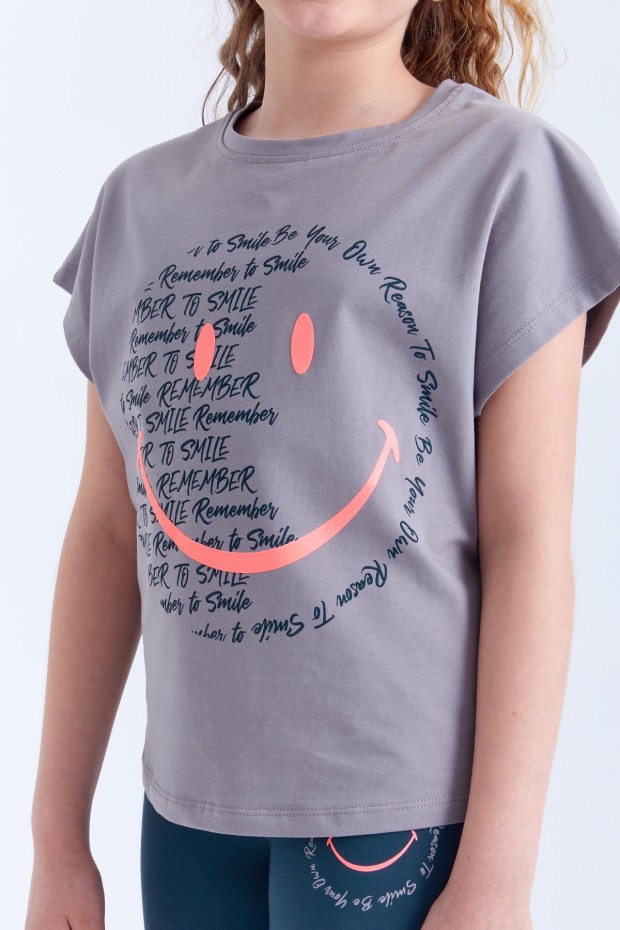 Tommy Life Gri - Orman Yeşil Emoji Baskılı Kısa Kollu O Yaka Kız Çocuk Tayt Takım - 75062. 5 Tommy Life Gri - Orman Yeşil Emoji Baskılı Kısa Kollu O Yaka Kız Çocuk Tayt Takım - 75062. 5