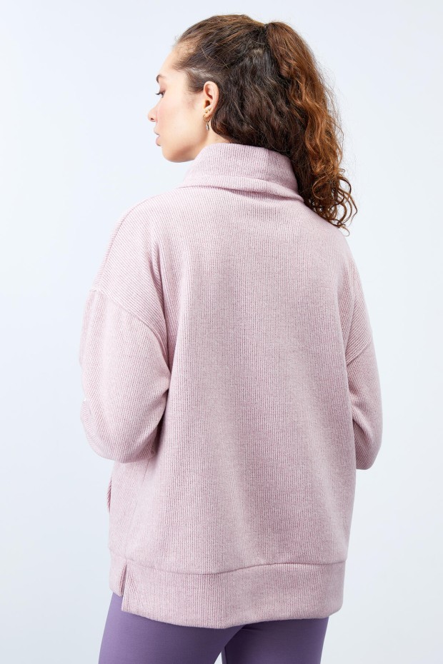 Tommy Life Gül Kurusu Büzgülü Bağcıklı Yaka Nakışlı Selanik Triko Kadın Oversize Sweatshirt - 97197. 7 Tommy Life Gül Kurusu Büzgülü Bağcıklı Yaka Nakışlı Selanik Triko Kadın Oversize Sweatshirt - 97197. 7