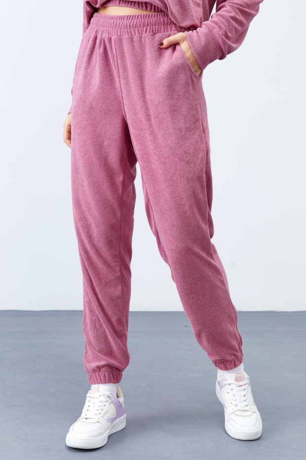 Tommy Life Gül Kurusu Havlu Kumaş Kapüşonlu Jogger Kadın Oversize Eşofman Takım - 95311. 8 Tommy Life Gül Kurusu Havlu Kumaş Kapüşonlu Jogger Kadın Oversize Eşofman Takım - 95311. 8